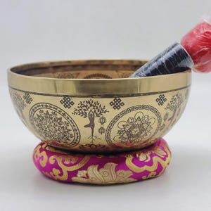 9 Inches Special Tibetan Mantra Superfine Carving Singing Bowl From Nepal-Tibetan Singing bowl-Chakra Bowl-Mindfulness-Healing Vibrations