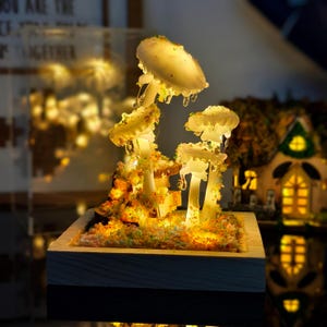 Handmade Fairy Mushroom Lamp | Whimsical Resin Night Light | Glowing Enchanted Forest Decor, Perfect for Fantasy Home or Magical Gift