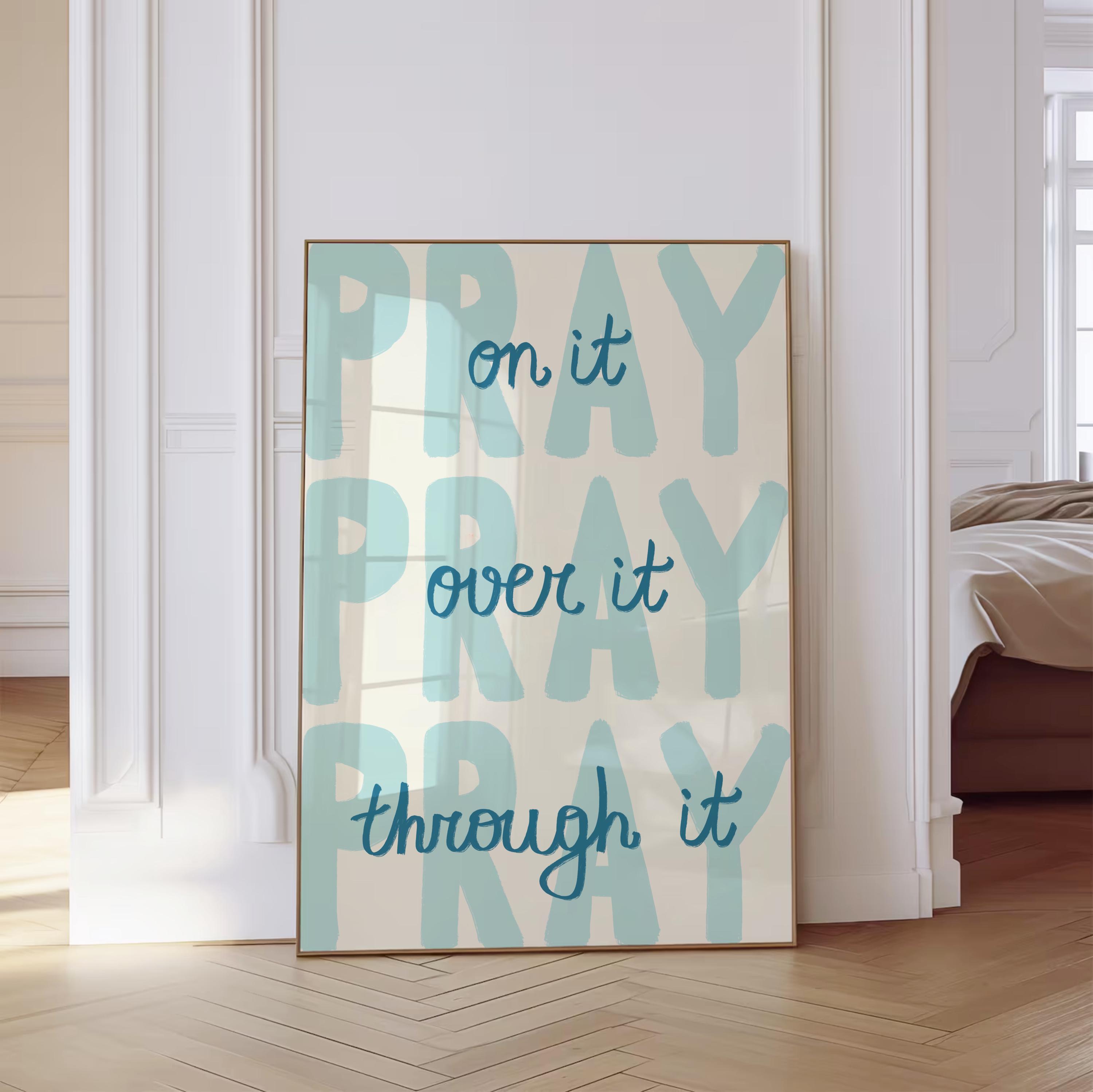 Pray UNFRAMED Christian Wall Art Print Faith-based Decor Navy Biblical ...