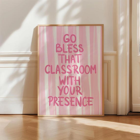 Funny Pink Dorm Decor for College Girls Funny Preppy Dorm Room Girly Wall Art Coastal Decor Cute Print Go To Class Quote Funny Gift Idea