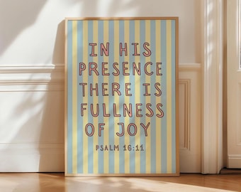 Psalm 16:11 Modern Christian Wall Art UNFRAMED Scripture Art Trendy Bible Art Dorm Room Decor Colorful Poster Bible Verse
