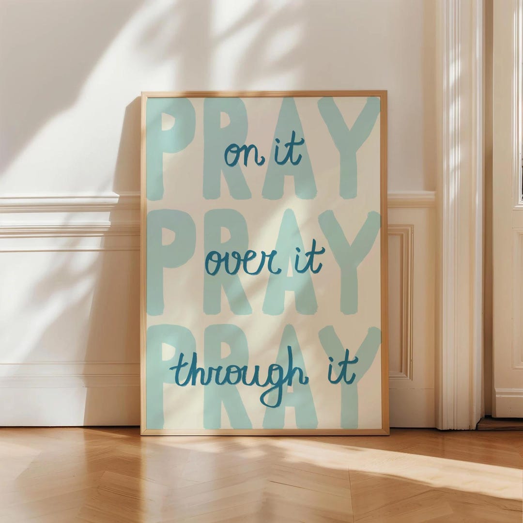 Pray UNFRAMED Christian Wall Art Print Faith-based Decor Navy Biblical ...