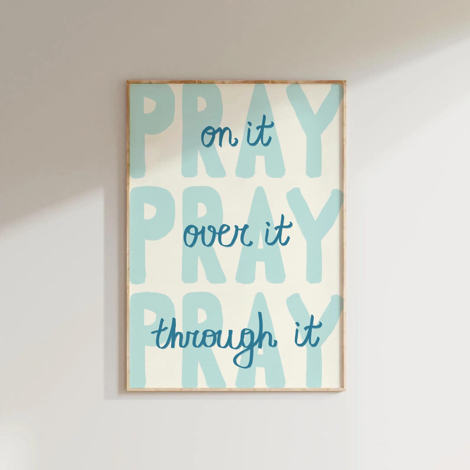 Pray UNFRAMED Christian Wall Art Print Faith-based Decor Navy Biblical ...