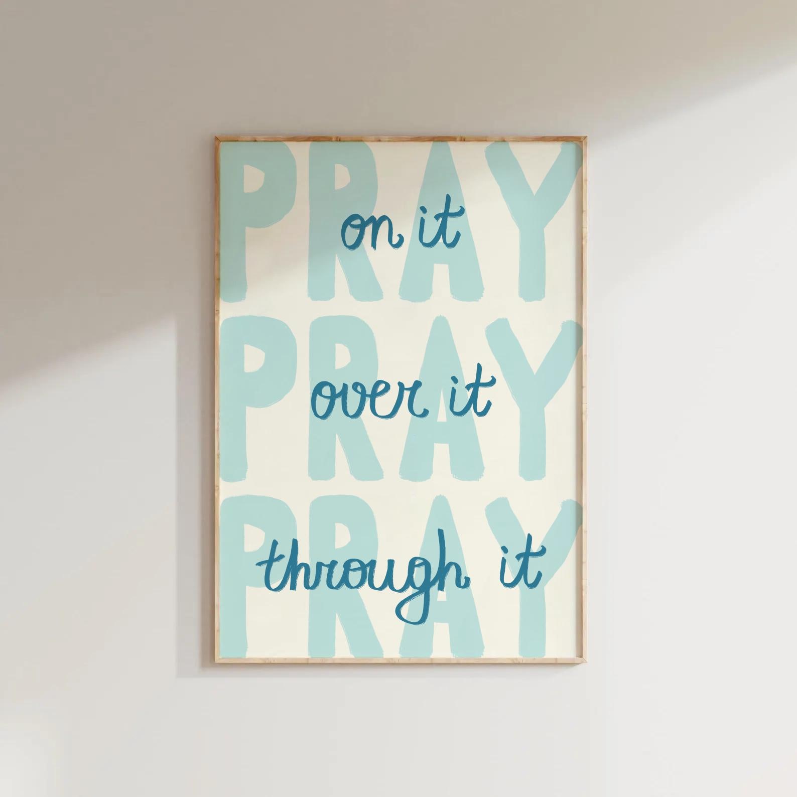 Pray UNFRAMED Christian Wall Art Print Faith-based Decor Navy Biblical ...