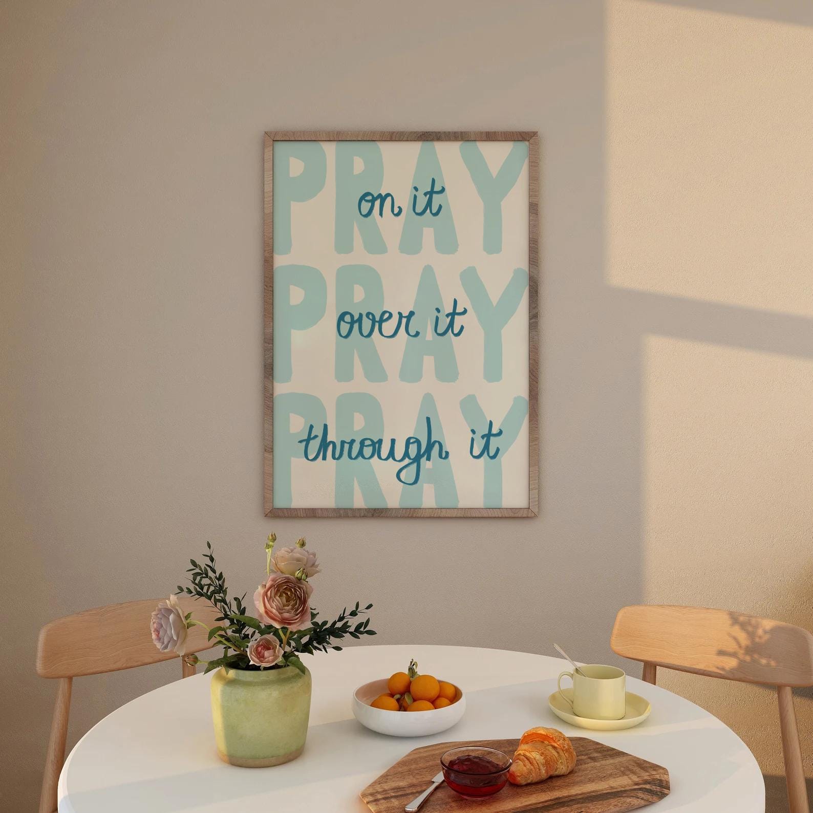 Pray UNFRAMED Christian Wall Art Print Faith-based Decor Navy Biblical ...