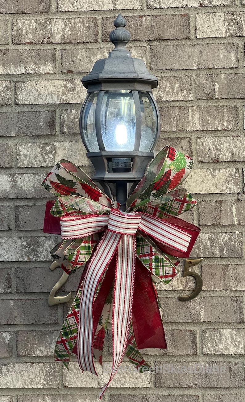 Christmas Bow, Red and White, Tree Topper, Mailbox Decor - Etsy
