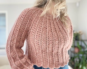Bella Sweater top down crochet pattern pdf download