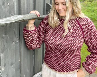 Wintercherry Sweater, Top down crochet, crochet pattern, pdf download