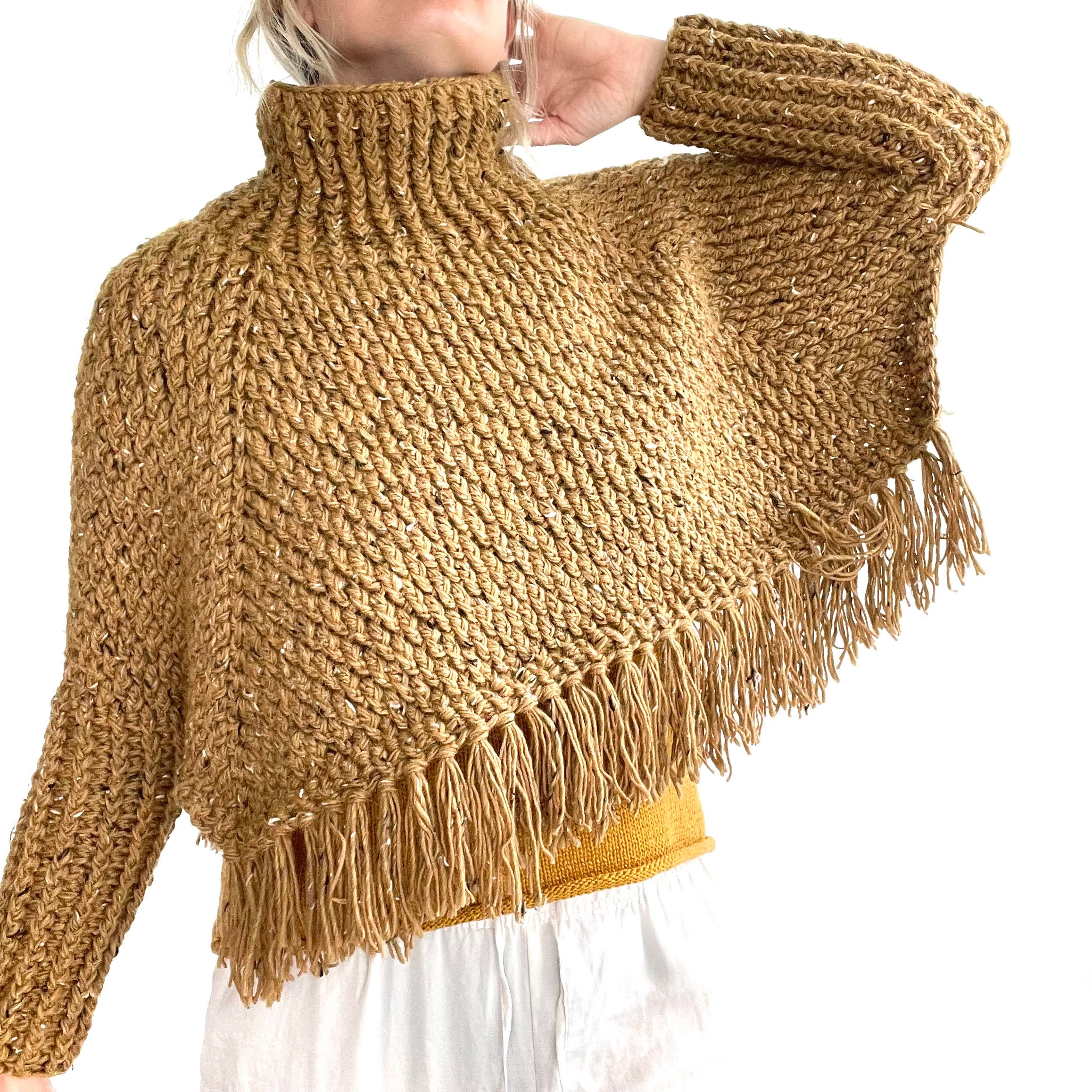 Tweed Snuggle Top / Sweater / Poncho / top down / crochet pattern / pdf