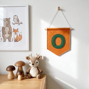 Handcrafted Felt Letter Wall Hanging: Nursery Decor Felt Initial Flag