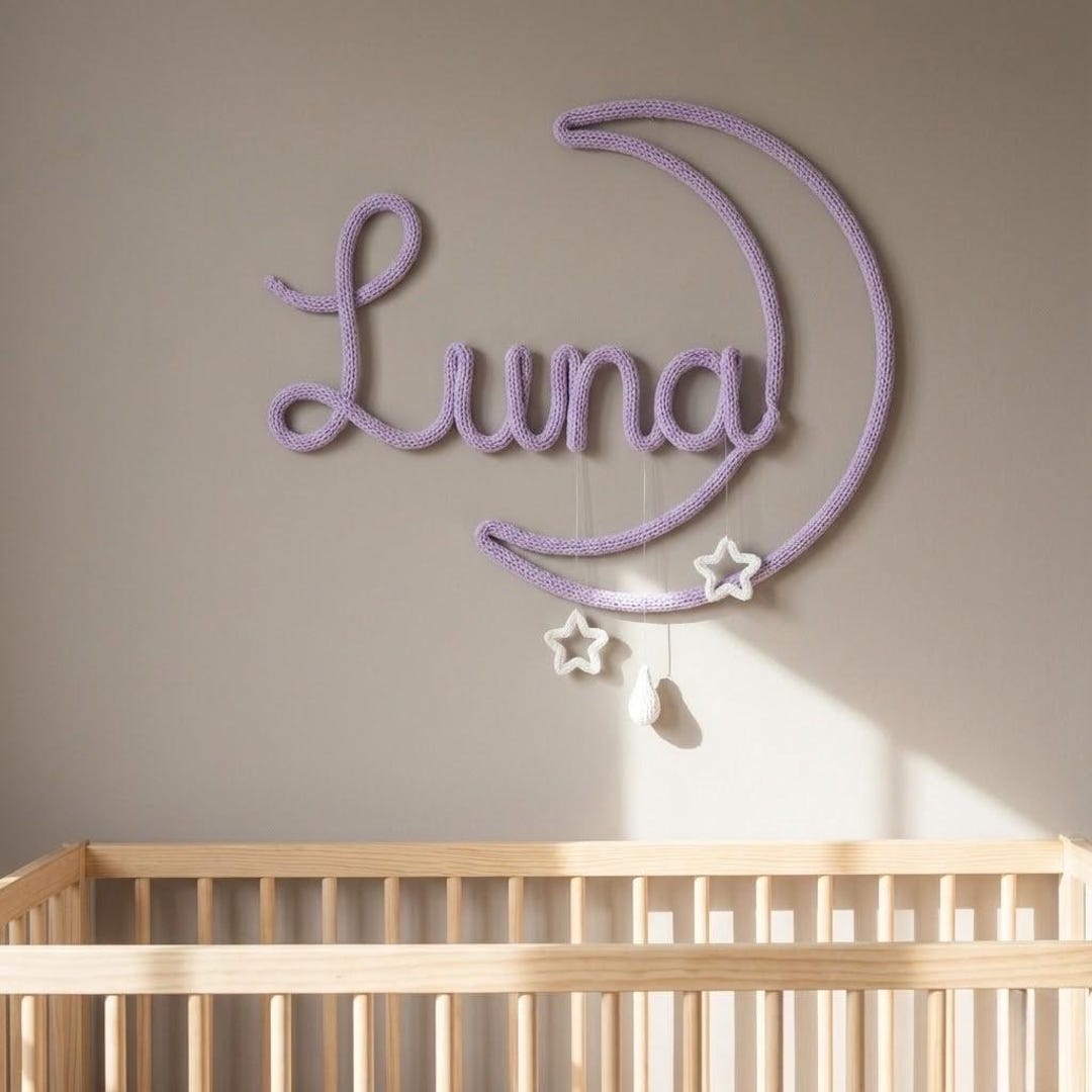 Handmade Knitted Wire Baby Name Sign: Soft Pastel Nursery Decor - Etsy