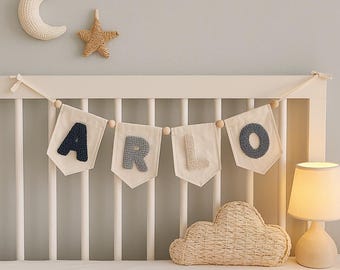 Custom Soft Letter Bunting: Minimal Baby Room Decoration
