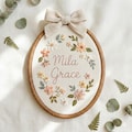 Personalized Hand Embroidered Floral Name Hoop: Floral Baby Nursery Wall Art product logo