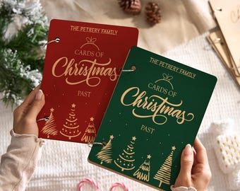 Personalized Family Christmas Card Holder, Wooden Keepsake Book