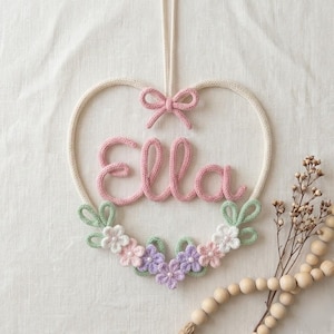 Handmade Floral Wire Name: Soft Pastel Baby Room Decor