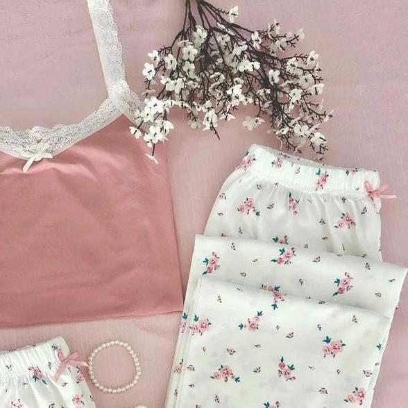 4 Pcs Sexy Floral Print Lounge Pajamas Set
