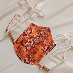 Orange White Bustier – Retro Floral Corset Top – Summer Festival Korse