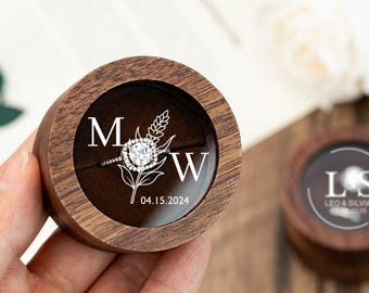 Personalisierte Hochzeit Ring Box, Holz Doppel-Schlitz-Ringträger, benutzerdefinierte Ringhalter, Ringträger Box, Verlobung Hochzeit Zeremonie Ringkasten