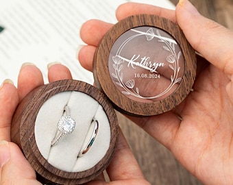 Caja doble personalizada para anillos Caja de anillos de nogal personalizada para ceremonia de boda Regalo de recuerdo para la novia Porta anillos de boda Regalo de boda
