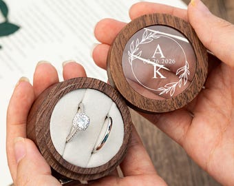 Personalisierte Hochzeit Ring Box, Holz Doppel-Schlitz-Ringträger, benutzerdefinierte Ringhalter, Ringträger Box, Verlobung Hochzeit Zeremonie Ringkasten
