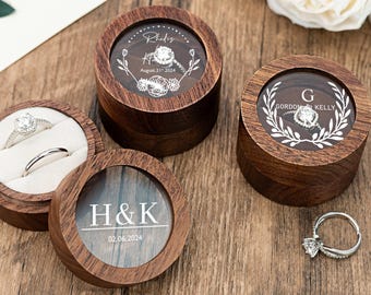 Hochzeit Ring Box Personalisierte Holz Ring Box für die Hochzeit Zeremonie Vorschlag Verlobungsring Box Geschenk für Paar Hochzeit Geschenk für die Braut