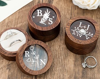 Wedding Ring Bearer Box Personalized Walnut Ring Box For Wedding Ceremony Anniversary Engagement Proposal Ring Holder, Bridal Keepsake Gift