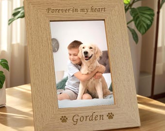 Personalisierter Haustier-Gedenkgeschenk-Foto-Andenken, Hunde-Gedenkgeschenk für Haustier-Liebhaber, Hundebilderrahmen, Haustierverlust-Beileidsrahmen, hölzerner Haustier-Fotorahmen