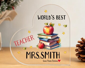 Placa acrílica personalizada para profesores, regalo de agradecimiento para profesores, recuerdo con el nombre del profesor, los mejores regalos para profesores del mundo.