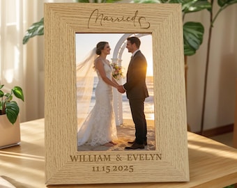 Cornice portafoto per matrimonio, regalo di nozze personalizzato per i novelli sposi, cornice portafoto per il giorno del matrimonio, regalo per la coppia di novelli sposi, regalo di anniversario per la coppia
