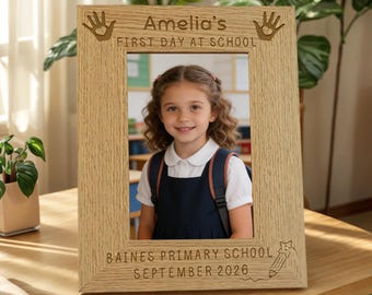 Erster Tag der Schule Fotorahmen, Erster Tag in der Schule Geschenk Personalisierter Erster Tag in der Grundschule, Erste Klasse Geschenk Schule Fotorahmen Geschenk