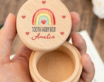 Benutzerdefinierte Regenbogen Zahnfee Box Personalisierte Kinder verlorener Zahn Lagerung Erinnerungsbox, Zahnfee Halter, Baby Geschenke, Kinder Memory Tooth Box