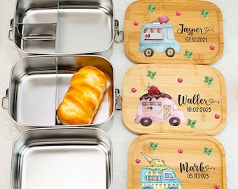Portapranzo per bambini personalizzato in acciaio inossidabile, bento box, regalo per il ritorno a scuola per bambini piccoli, regalo di compleanno per bambini in età prescolare, portapranzo per bambini