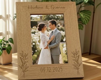 Cornice portafoto personalizzata per matrimonio, regalo di nozze, cornice portafoto incisa su misura, regalo per coppie con cornice portafoto per matrimonio, regalo di anniversario, decorazione per la casa