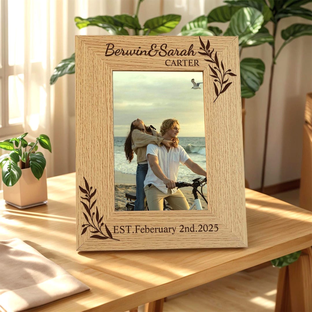 Wooden Engagement Picture Frame Personalised Gift for Newly Engaged ...