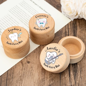 Caja de madera personalizada para el Hada de los Dientes, con nombre personalizado, para guardar monedas, recuerdo para niños y niñas, regalo de cumpleaños para niños y baby shower.