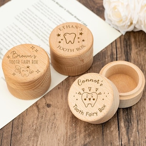 Caja de madera grabada para el Hada de los Dientes, personalizada para monedas, para niños y niñas, ideal como recuerdo para baby shower.