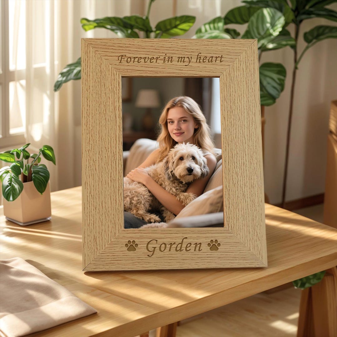 Personalized Dog Memorial Photo Frame, Custom Pet Name Picture Frame ...