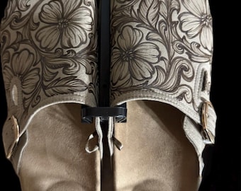 Burned Clogs with Floral Tooled Design