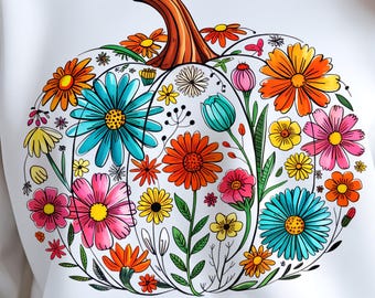 Floral Pumpkin PNG: Boho Autumn Design (Digital Download)