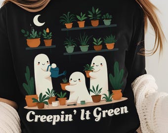 Creepin&#39; It Green Ghost Plant PNG SVG: Halloween Plant Lover Graphic