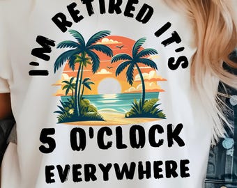 Funny Retirement Beach Design: Tropical Sunset SVG, PNG, JPEG (Digital Download)