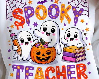 Spooky Teacher Ghost PNG: Preppy Halloween Design (Digital Download)