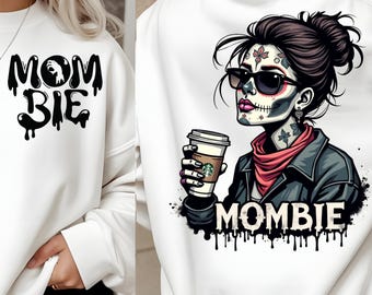 Funny Mombie Mom SVG PNG: Halloween Coffee Lover Design
