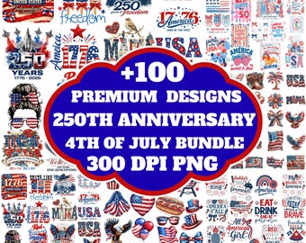 USA 250 Jahre Bündel PNG, 4. Juli Sublimation, Amerika 1776-2026, Vaterländischer Adler PNG, Bündel