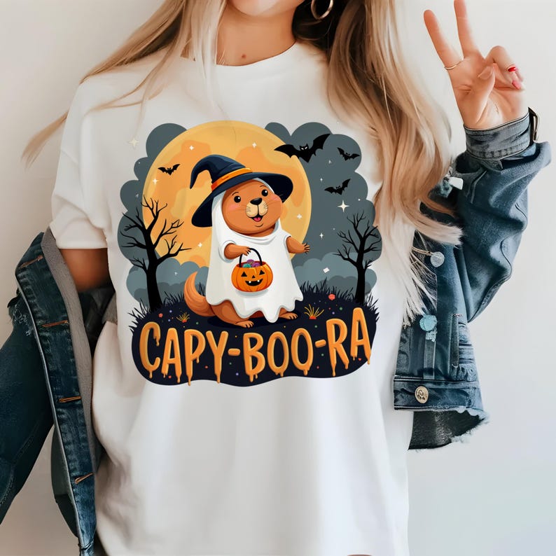 Capybara Halloween PNG: Ghost Costume, Witch Hat (personalized Design ...