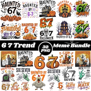 6 7 Meme Halloween PNG Bundle: Funny Viral Designs (Digital Download)