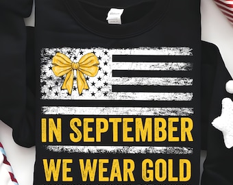 In September We Wear Gold USA Flag PNG: Childhood Cancer Awareness Coquette (Digital Download)
