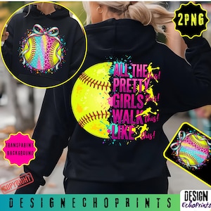 All The Pretty Girls Walk Like This Softball Player PNG, Game Day Softball Png, Neon Leopard Rainbow PNG, Softball Mom PNG(Digital Download)
