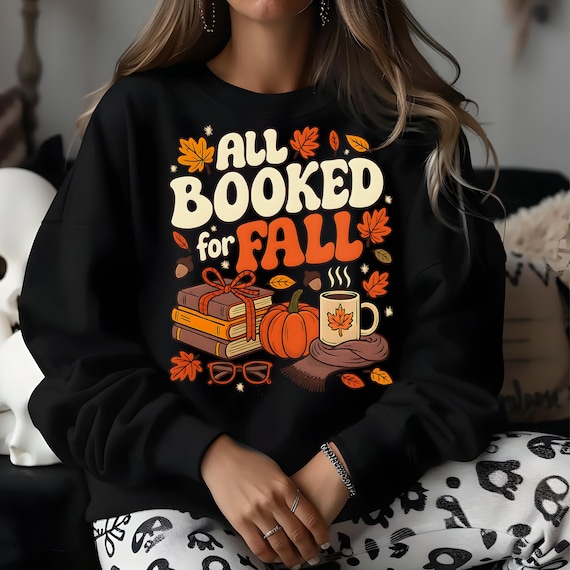 Cozy Fall Reading PNG: Book Lover Autumn Design (Digital Download