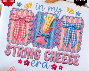 String Cheese Era PNG, Overstimulated Mom, Preppy Mama Design, Faux Yarn Snack (Digital Download)
